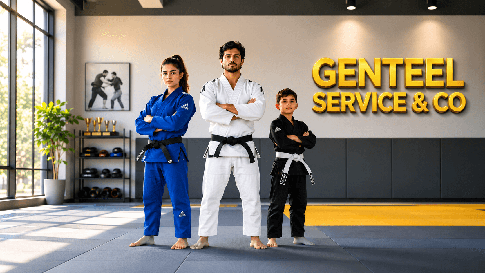 Athletes grappling in a GENTEEL BJJ academy